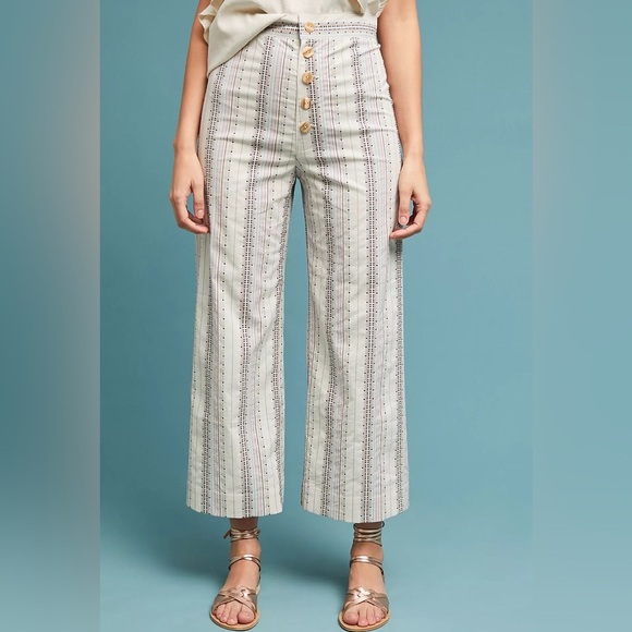 Anthropologie The Odells Multicolor Striped Pants and Cropped Top Set Small - Picture 2 of 14